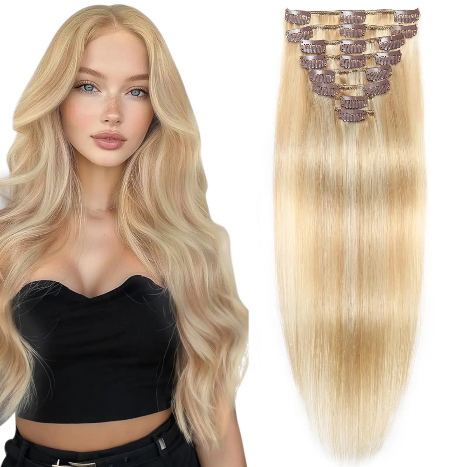 caramel-highlight-clip-in-hair-extensions-7-pieces-human-hair-20inch-4-27-for-warmth