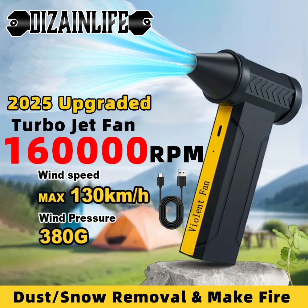

High-Speed 160000 RPM Electric Turbo Jet Fan Powerful Dust Blower USB Rechargeable Brushless Motor Violent Fan Cooling 60m/s