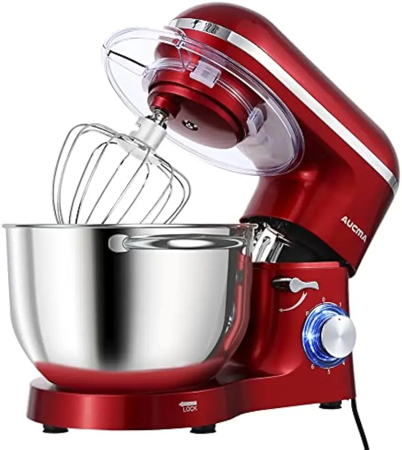 

6.5-QT 660W 6-Speed Tilt-Head Food Mixer, Kitchen Electric Mixer with Dough Hook, Wire Whip & Beater 2 Layer Red Painting