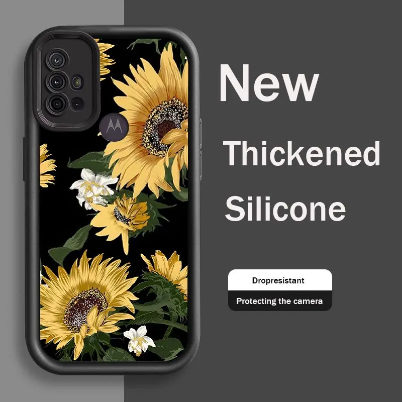 G20 Sunflower Silicone Phone Case For Motorola Moto G84 64 54 53 G34 30 24 22 14 10 04 S Shockproof Protection Back Cover