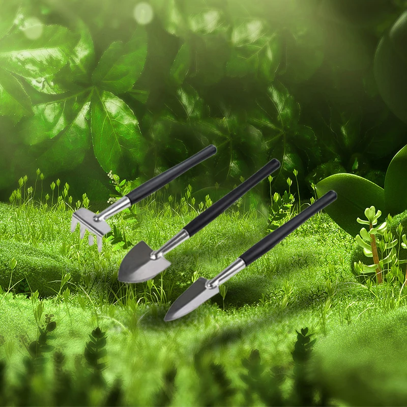 Gardening Tools Shovel - ชุดเครื่องมือทำสวน 3 ชิ้น/ชุด, ชุดจอบและคราดสำหรับทำสวนขนาดใหญ่, จอบขนาดเล็กสำหรับปลูกไม้อวบน้ำ, จอบสำหรับพรวนดิน,