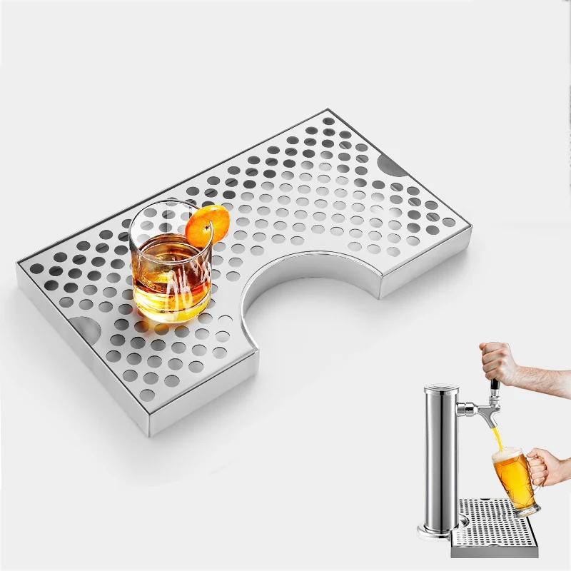 

U-Shape Beer Drip Tray,Kegerator Surface Mount Stainless Steel Beer Tower Drip Tray, No Drain Design