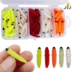 JYJ 1box 3cm Larva Swimbait Silicone Worm Baits Rubber Shrimp Wobbler carp Fishy Smell Fishing Lures Vivid Isca Pesca