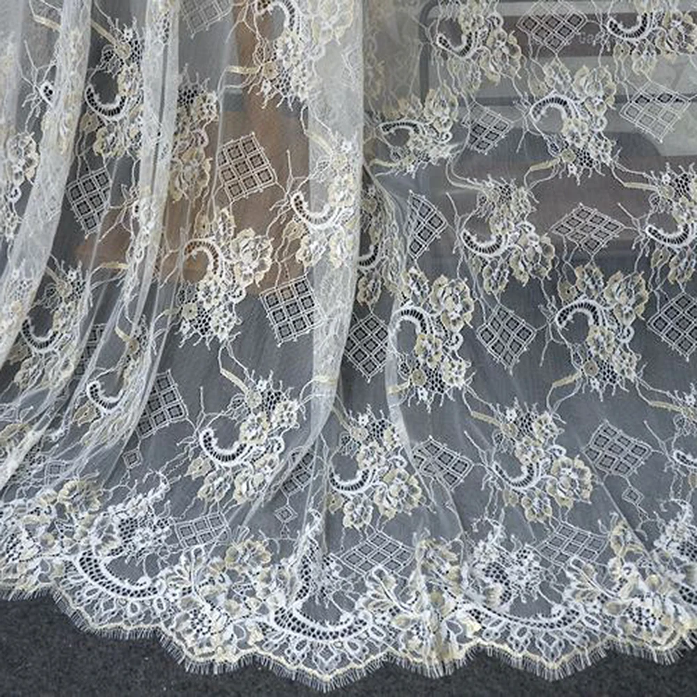 Tela DIY do laço da pestana para o vestido nupcial do casamento, roupa do bordado, acessórios do vestido, 1.5m x 3m pelo lote