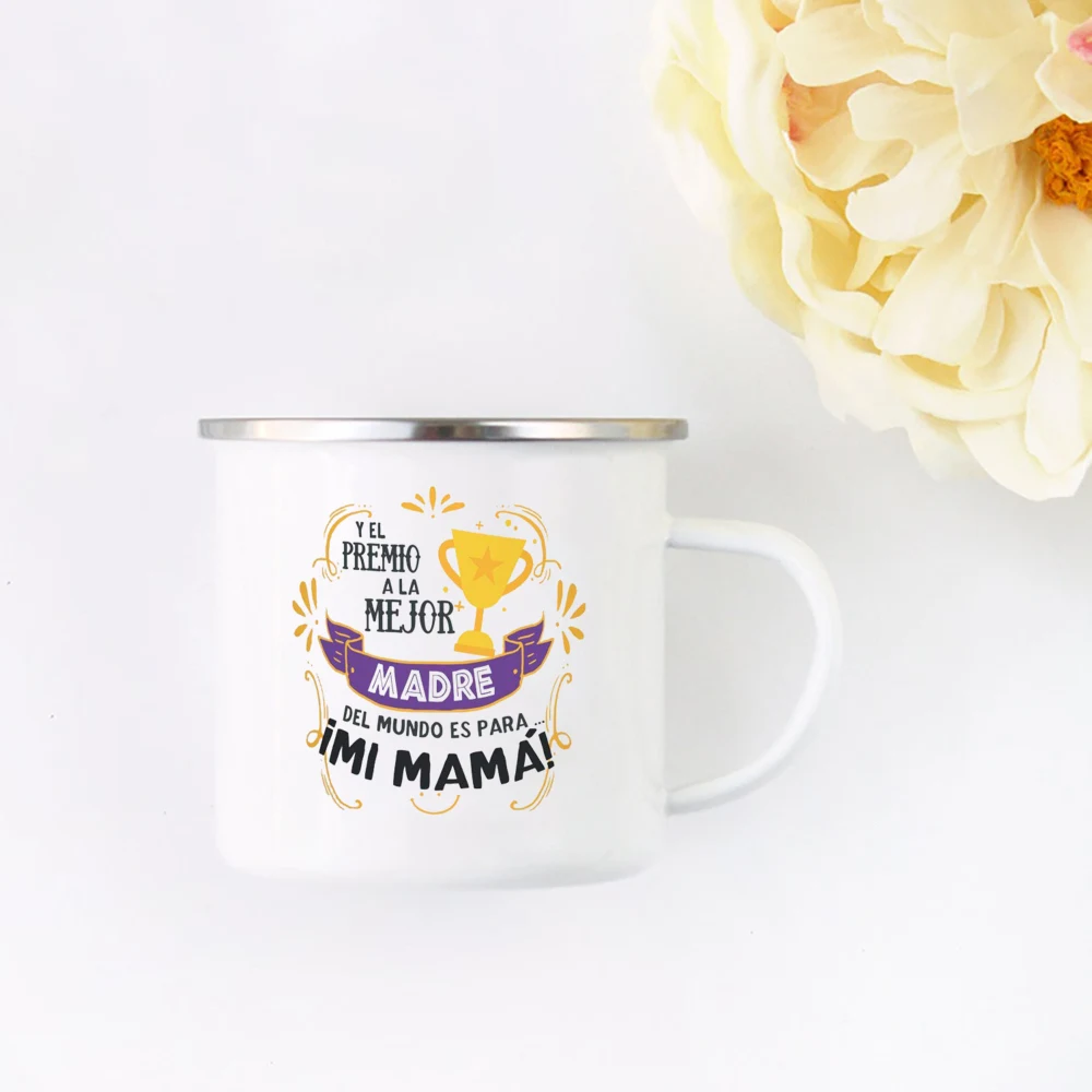 Gifts for Mom Enamel Coffee Mug You Are The Best Mother in The World Printed Cup Your Favorite Best Birthday Gifts for Mom