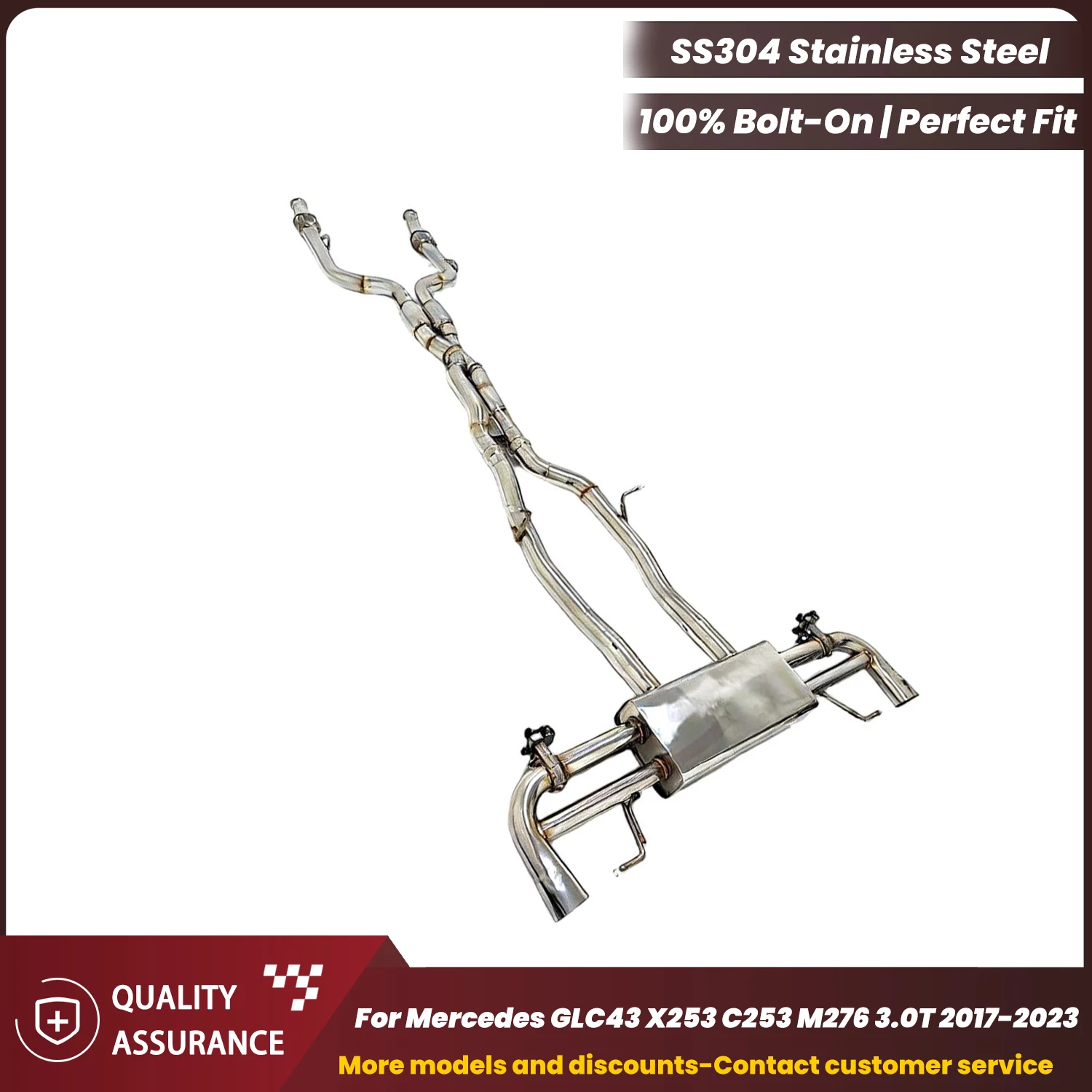 

ECCF Valvetronic Catback Exhaust For Mercedes GLC43 X253 C253 M276 3.0T 2017-2023 Valved Switchable Sound Performance Upgrade