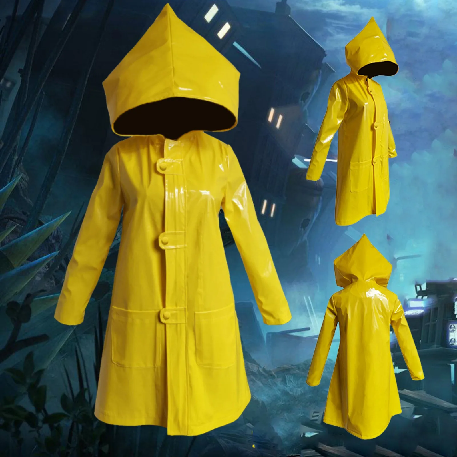 Halloween Kid Adult Little Nightmares Yellow Hooded Cape Little Six Jacket Costume Cosplay Clothing Horror Character Plays Cos