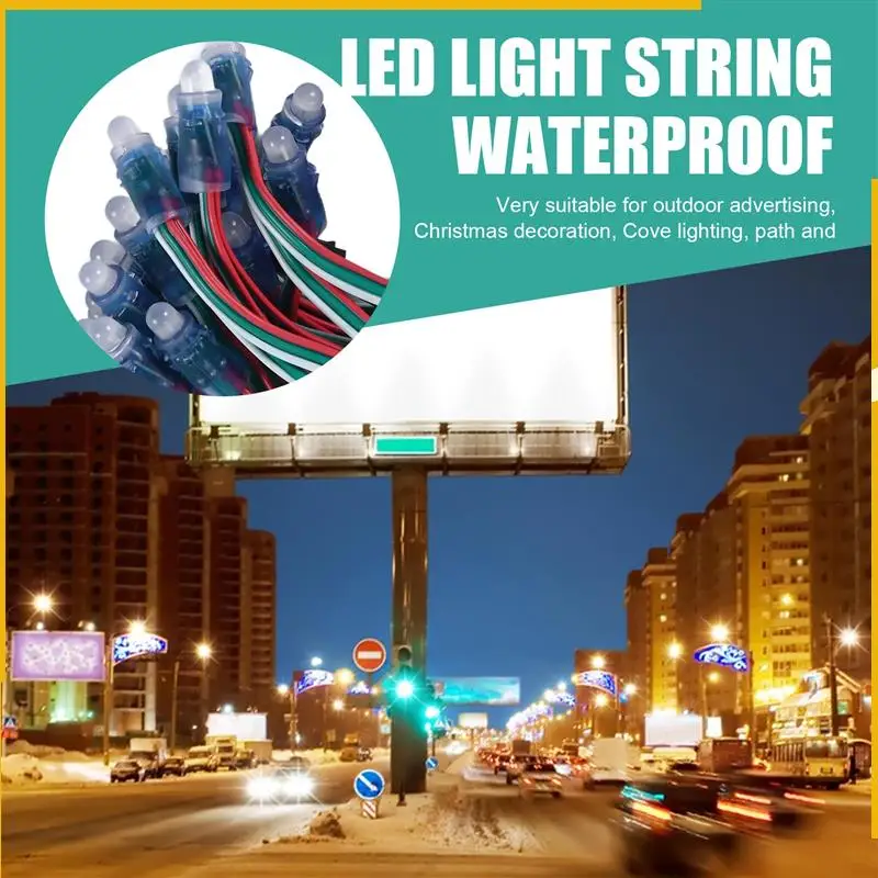 A92P 50 قطعة WS2811 LED بكسل ضوء سلسلة الإعلان صب مقاوم للماء كامل اللون مثقب ضوء 12 مللي متر تيار مستمر 5 فولت