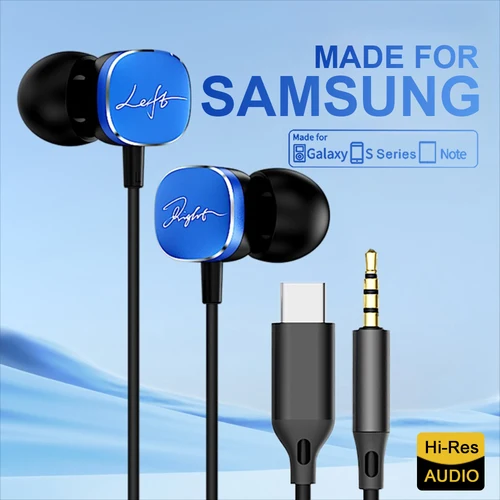 Imagen 1 del producto Auriculares con cable tipo C para Samsung, auriculares USB C A56 A55 A54 para Galaxy S25 S24 S23 Ultra Note 20 10 con conector de 3,5mm