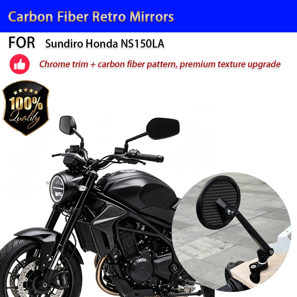 For Honda NS150LA Carbon Fiber Retro Round Mirrors Wide-Angle Rearview Motorcycle Accessories Accesorios Para Moto