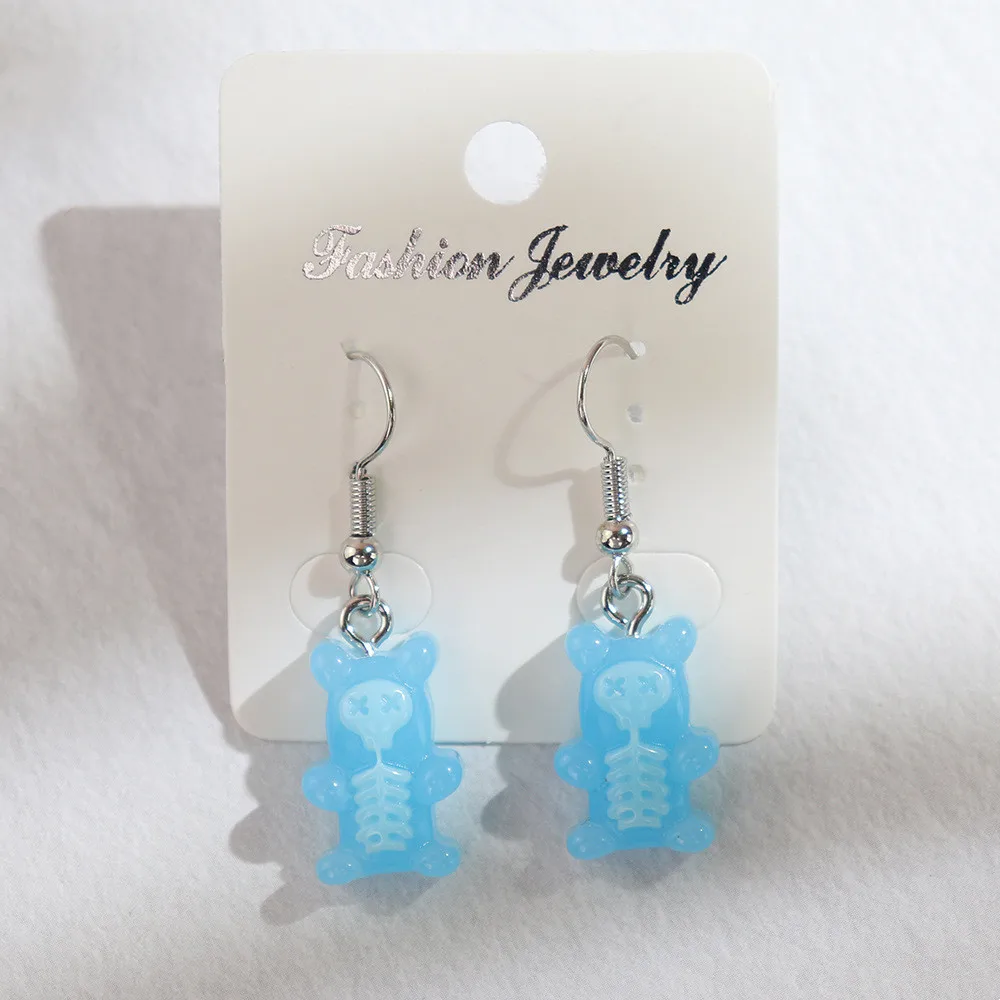Yungqi Fashion Funny Cartoon Skull Bear Dangle Earrings Colorful Candy Jelly Resin Earrings For Womens Girl Wholesale Jewelry