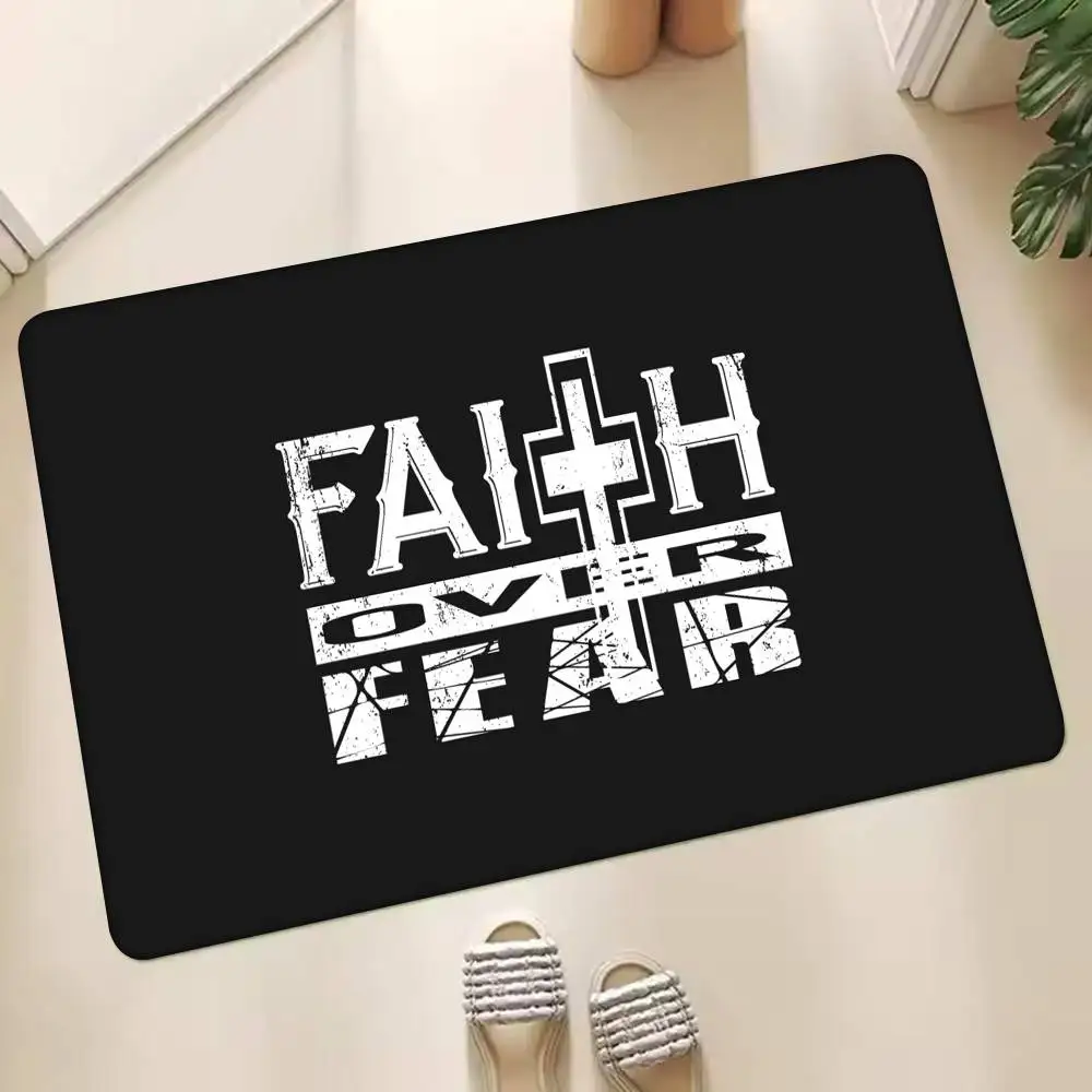 พรมเช็ดเท้าข้อพระคัมภีร์ ศิลปะศักดิ์สิทธิ์ ข้อความจากพระคัมภีร์  สำหรับคริสเตียน  ใช้ในบ้าน ห้องน้ำ  ดูดซับน้ำได้  กันลื่น  ของตกแต่งบ้าน