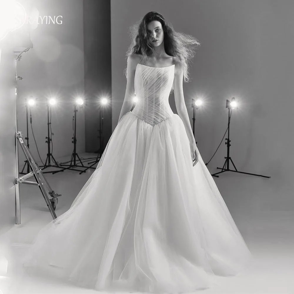 

SPRAYING Luxury Ivory Tulle Wedding Dress O Neck Sleeveless A line Floor Length Bridal Gowns Robe De Mariée Customized 2025