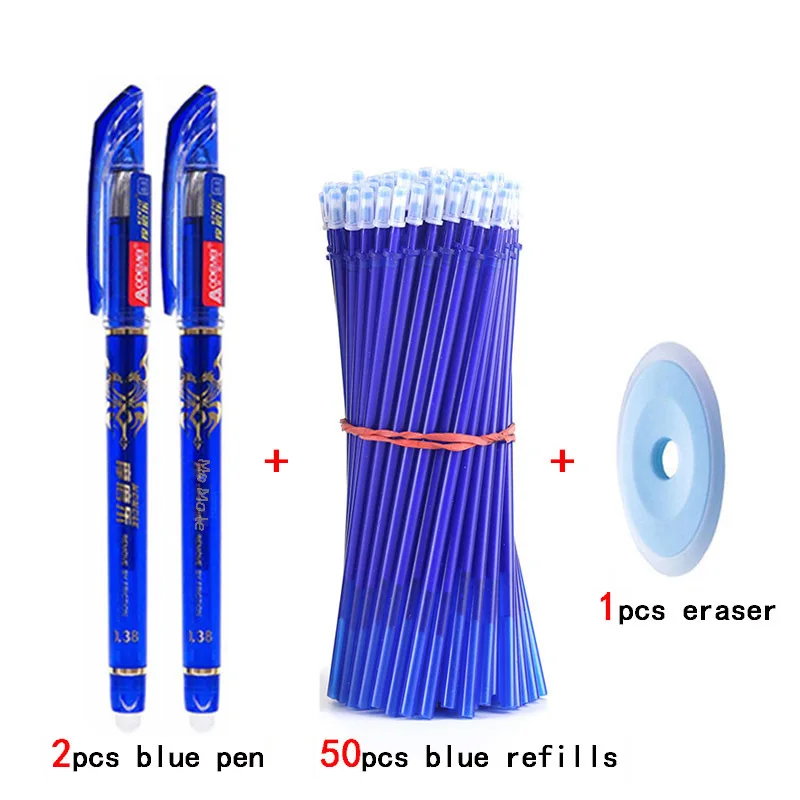 Erasable Pen Friction Thermal Erasable Gel Pen Wear Resistant Erasable Refill 0.5 Erasable Pen Black Blue Ink Blue Glass pen