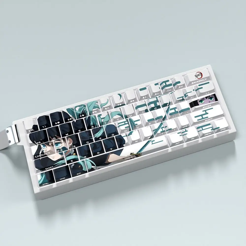74 Keys Tokitou Muichirou Keycaps Anime Key Cap Set Cherry PBT Engraved Side Transparent 74 Key for Mechanical Keyboard 61/65/68