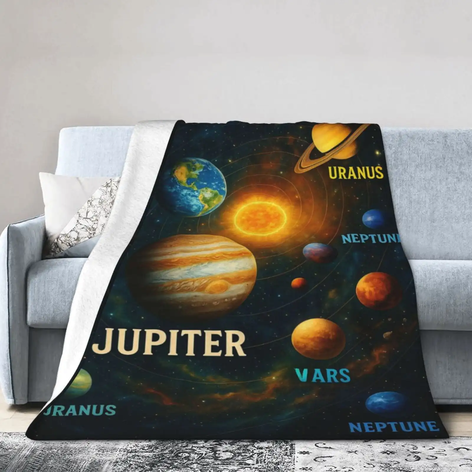 Boys Space Throw Blanket for Planets and Solar System Lovers Super Soft Fun Blanket Travel Throw Blanket Suitable for Bed