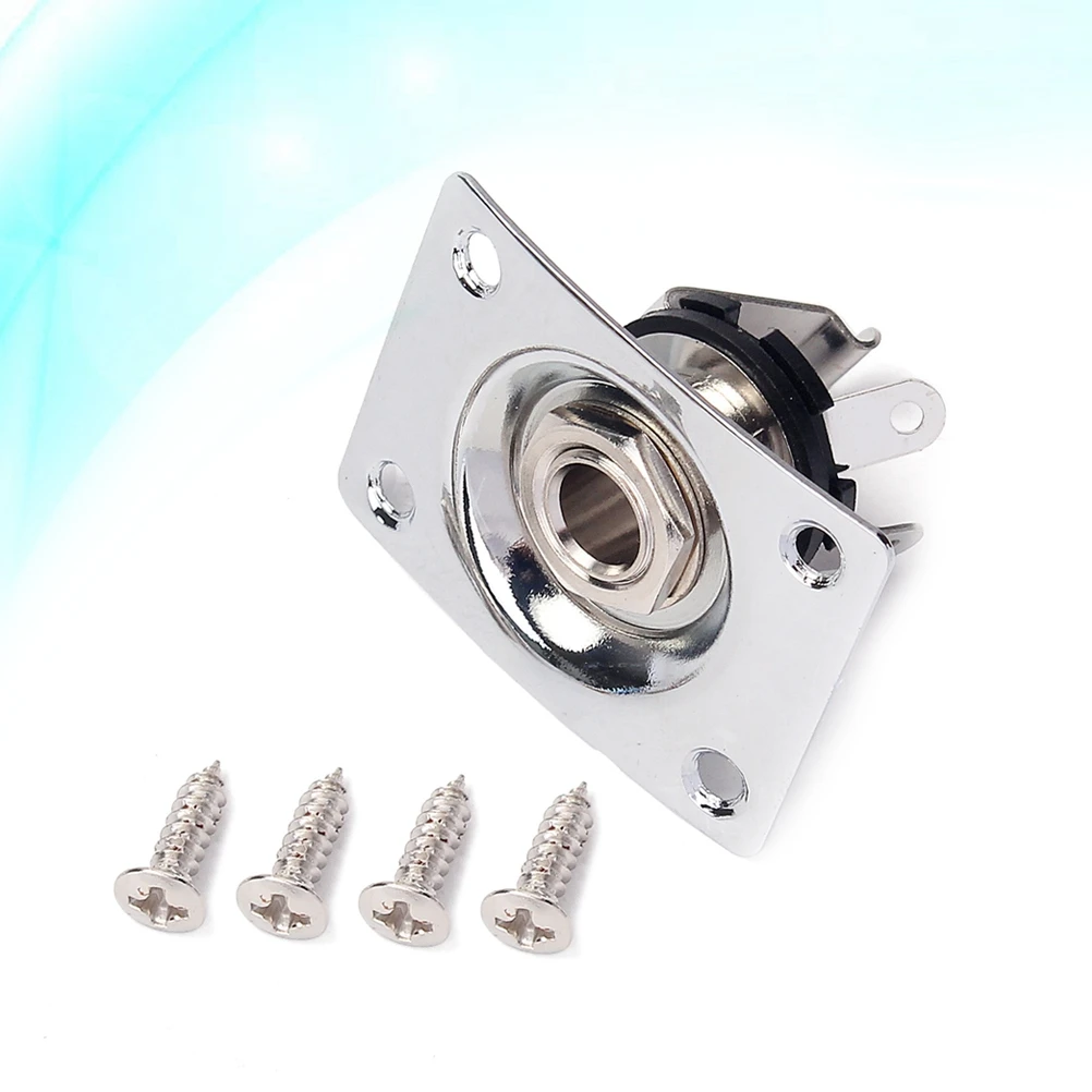 

1/4 Inch 6.35Mm Guitar Jack Socket Plate Copper Output Plug Screws Electric Guitar Bass Golden Professional Indented Durable