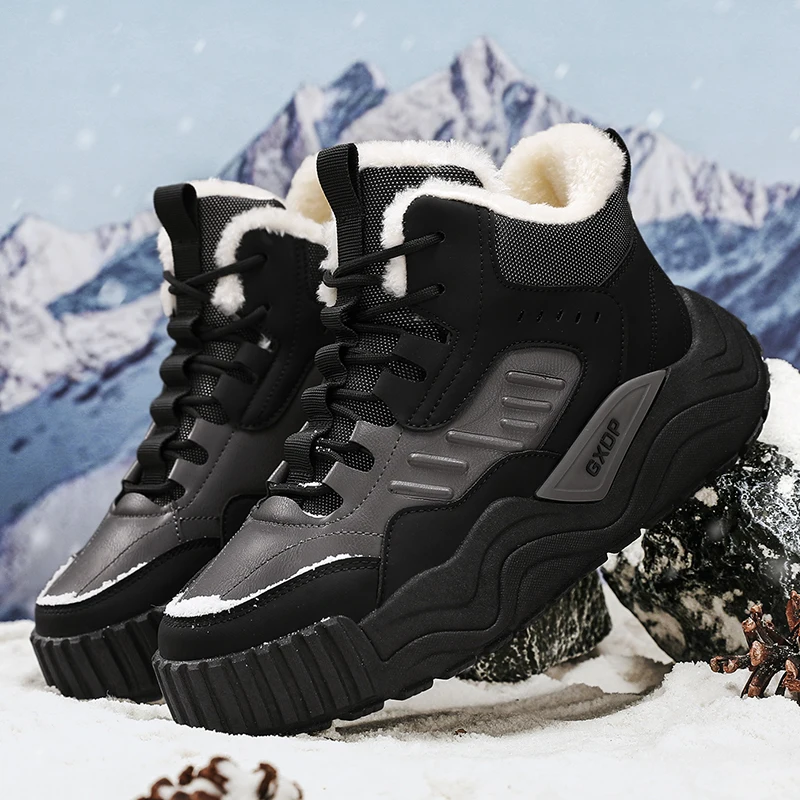 

2026 Waterproof Winter Work Boots - Fleece-Lined Warm Cotton Shoes,Thickened Leather, Non-Slip Cold-Resistant Outdoor Snow Boots