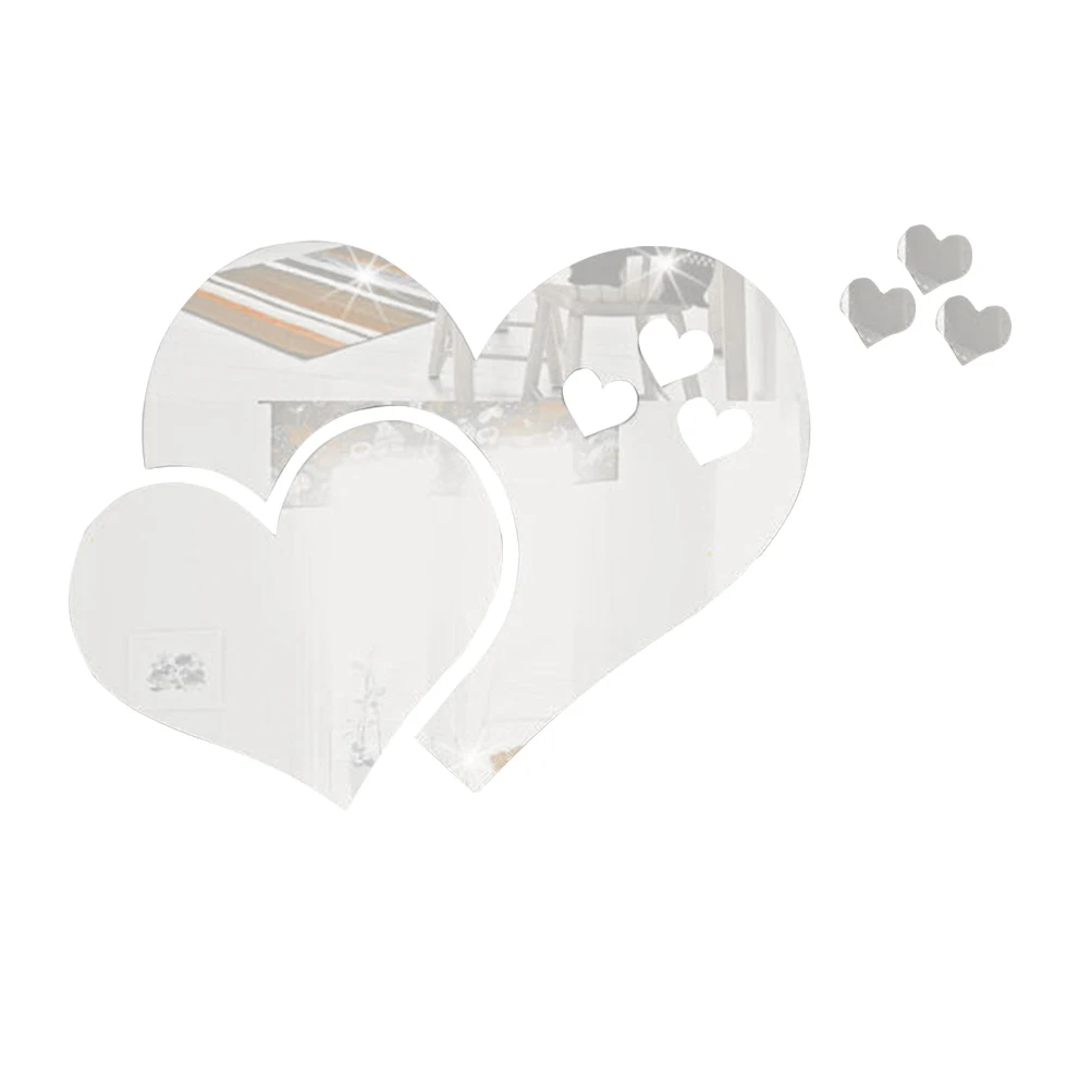 

Mirror Wall Stickers Heart Shaped Acrylic Moisture Resistant Easy Apply Remove Reuse Bedroom Living Room Decor