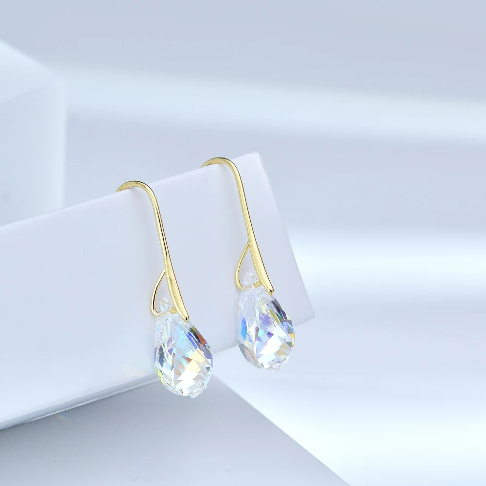 Trendy Gold Color Helix Pendant Drop Dangle Earrings Real Crystals From Austria For Women Party Statement Indian Jewelry Friends