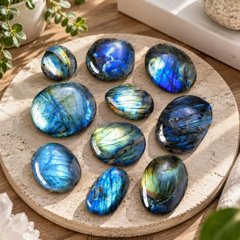 Reflective Labradorite Collectible Stone with Individual Pattern, and Color for Desk or Shelf Presentation, 1PC 3XUF