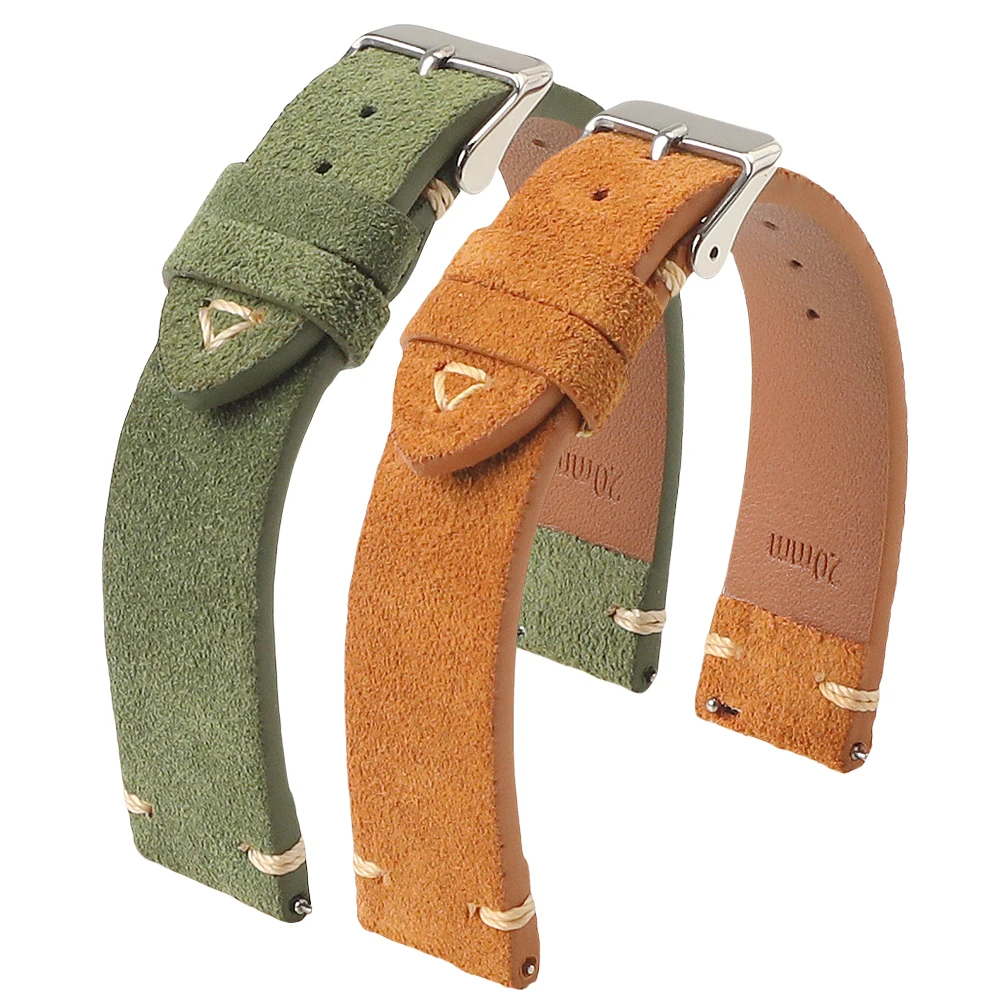 Pulseira de relógio de couro de camurça de liberação rápida de grau premium pulseiras de couro clássico vintage 18mm 19mm 20mm 21mm 22mm 24mm