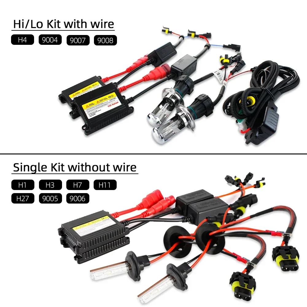 35W HID Xenon Bulb Car Headlight Kit Slim Ballast 55W D2S H1 H3 H7 H11 9004 9005 9006 9007 880 HB3 Auto Headlamp 5000K 10000K