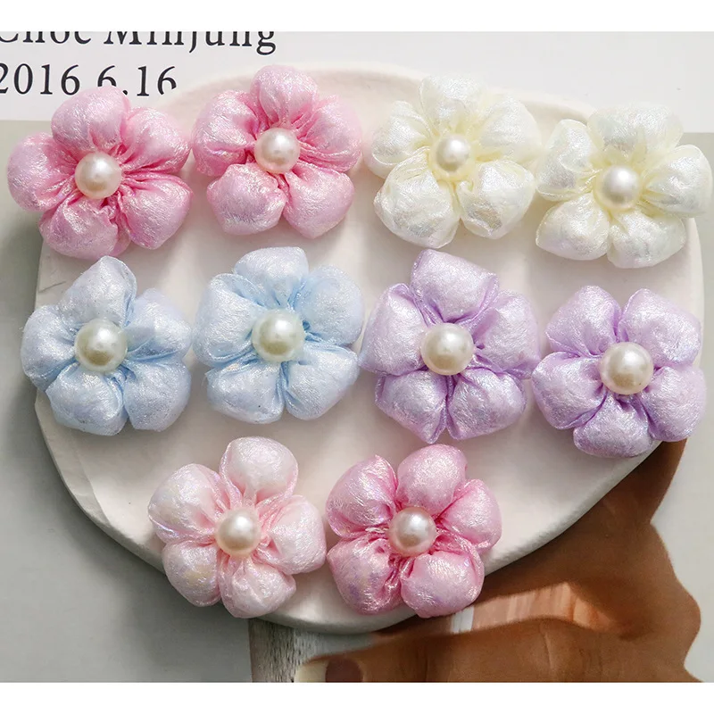 New style 50pcs/lot 35mm beads core cartoon flowers shape handmade fabric floral diy jewerly garment/hair accessory