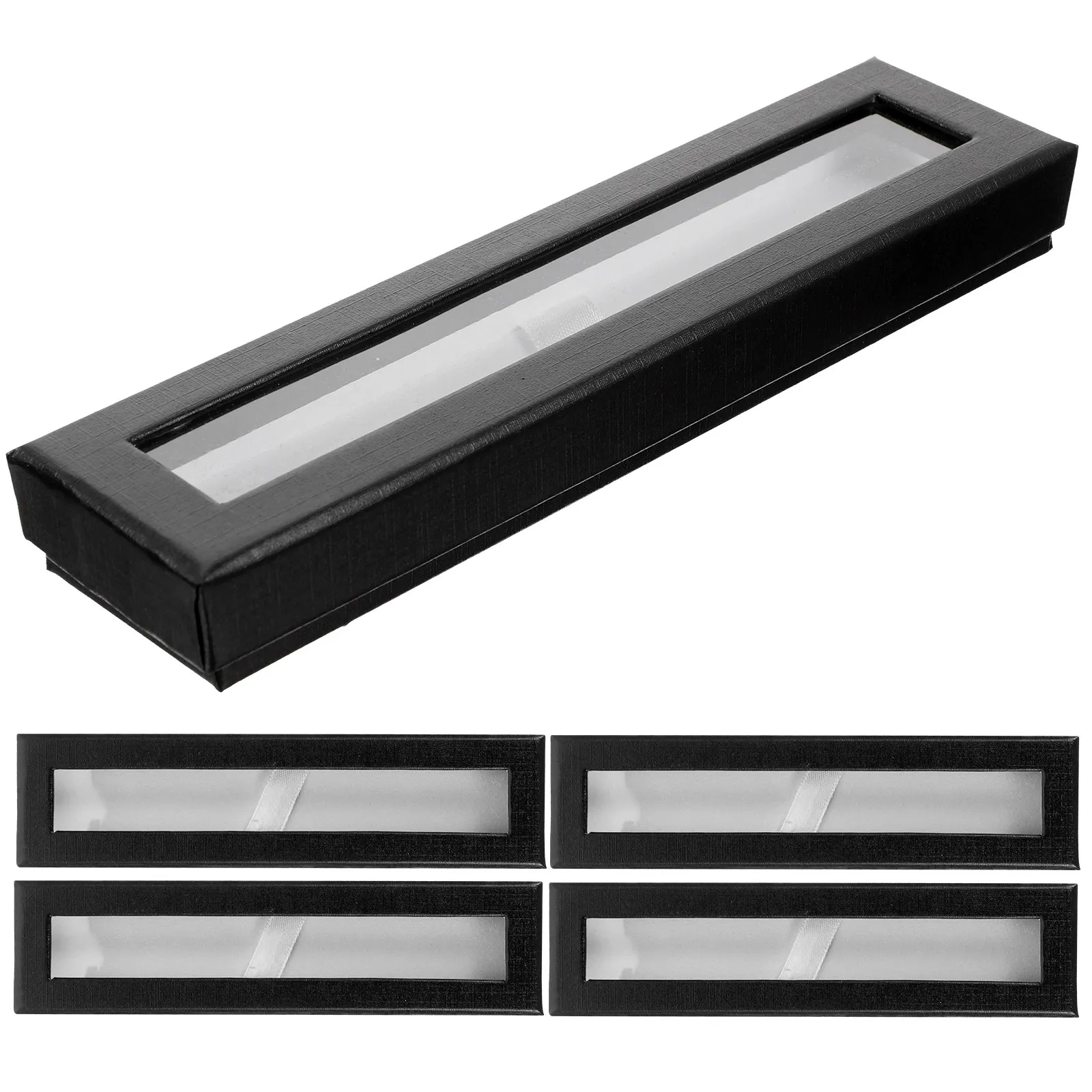 

5 шт. простых, но функциональных бумажных пеналов с прозрачным окошком, легкие портативные подарочные коробки для ручек, для письменных принадлежностей и канцелярии