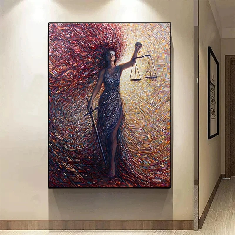 Scales Of Justice Goddess Of Justice Abstract Attorney Art Posters Canvas Painting Wall Prints Pictures Lawyer Office Home Decor