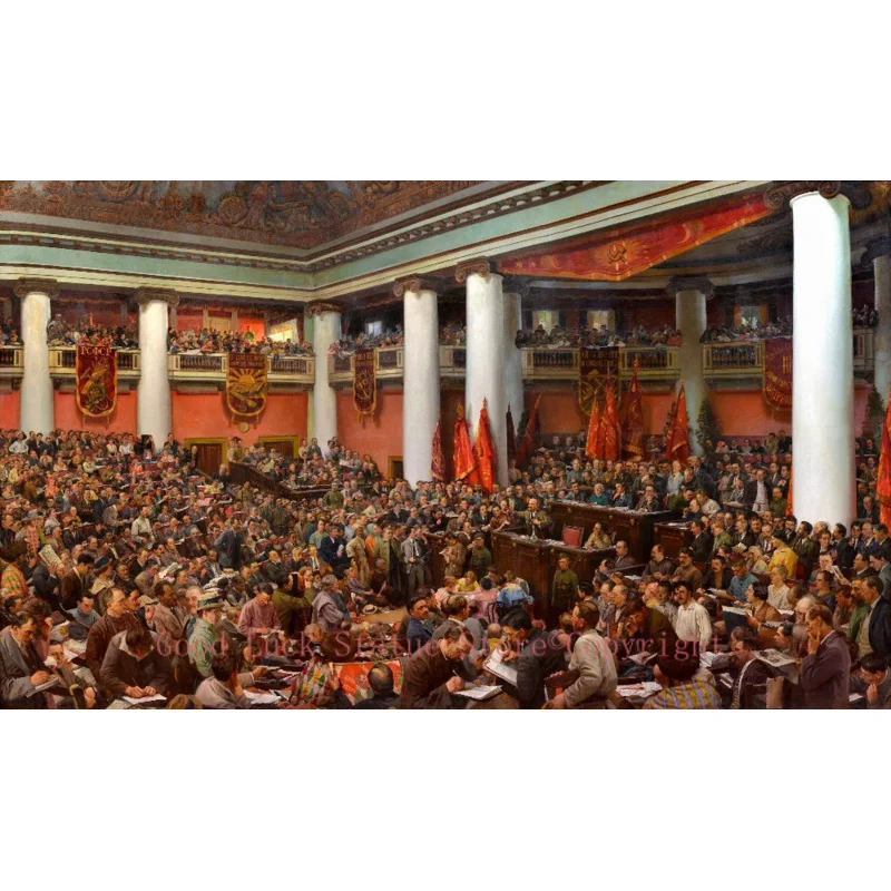 

TOP art # Russian Isaak Brodsky. Lenin's speech on the 2nd World Congress of the Comintern print art painting on canvas-- 36"