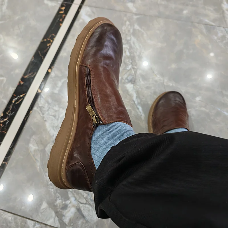 Cow Leather Shoes Men Loafers Flat Non-slip Cowhide Soft Mens Casual Driving Shoes Fashion Brand Male Footwear Plus Size 45 D996