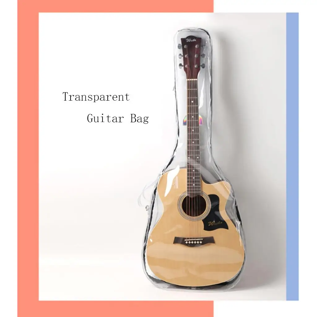 Transparent Clear Acoustic Folk Guitar Gig Bag Carrying Case Guitar Parts