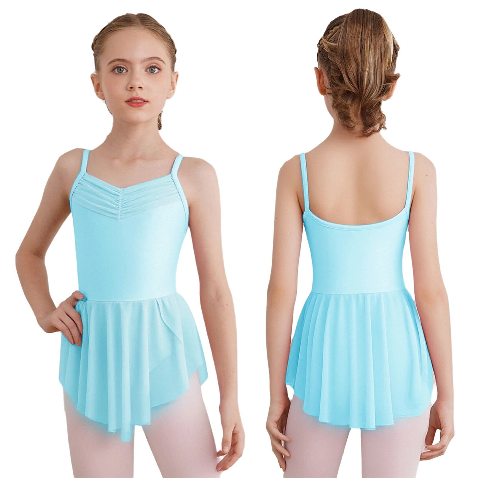 Vestido de leotardo de gimnasia y Ballet para niñas, bragas integradas, vestido de baile, disfraz de práctica de actuación, Ropa de baile de patinaje artístico