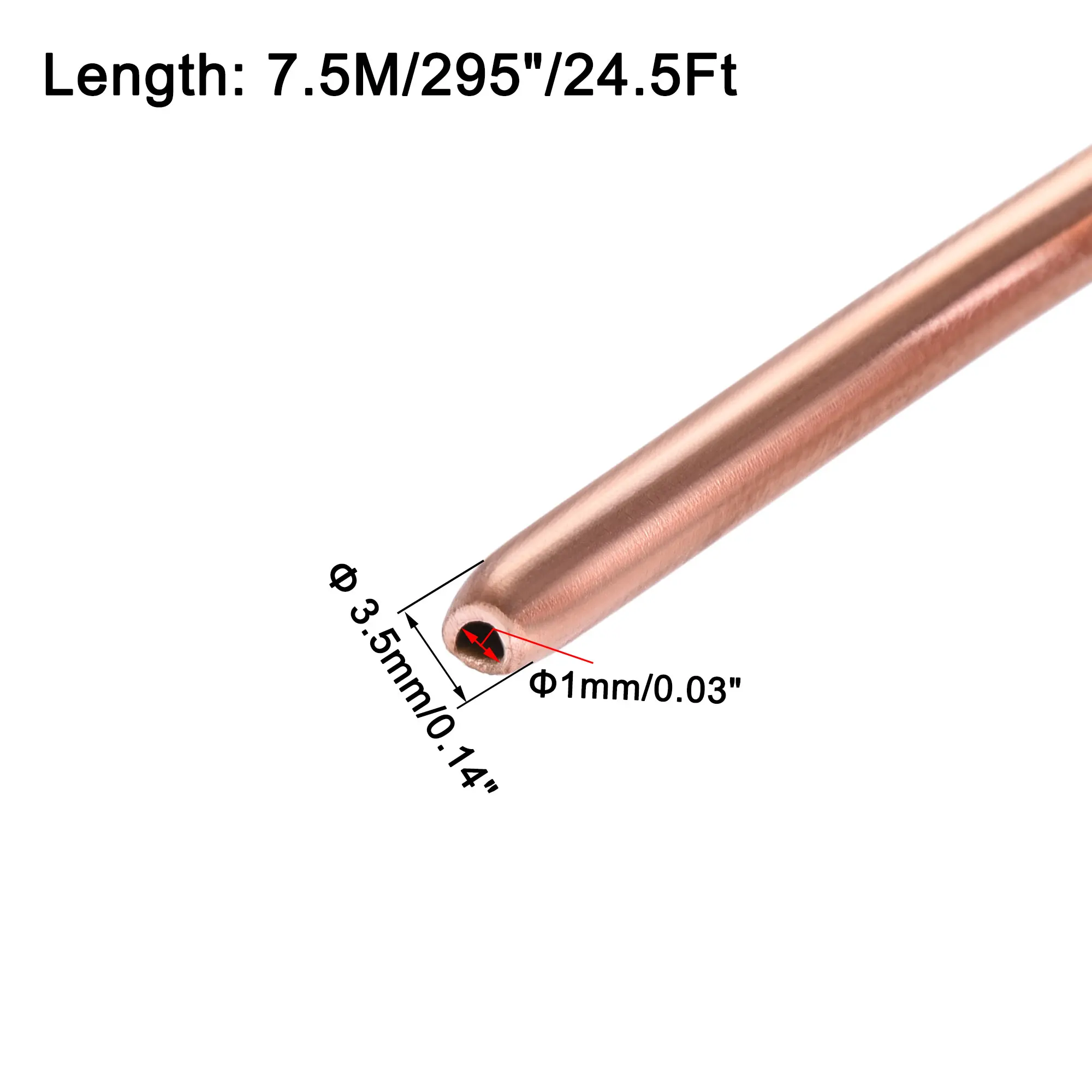 1Pcs 5M/7M Copper Tube 1.6/1.8/2/2.2/2.5/3/3.5/4/5mm OD Copper Capillary Refrigeration Tubing 0.5mm Thickness Copper Tubing Coil