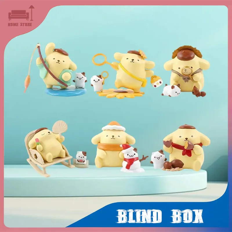 Caja ciega de perro pudín, figuras de juguete de la serie Four Seasons, figuras de acción bonitas, cajas sorpresa, decoración del hogar, regalos de cumpleaños para niñas