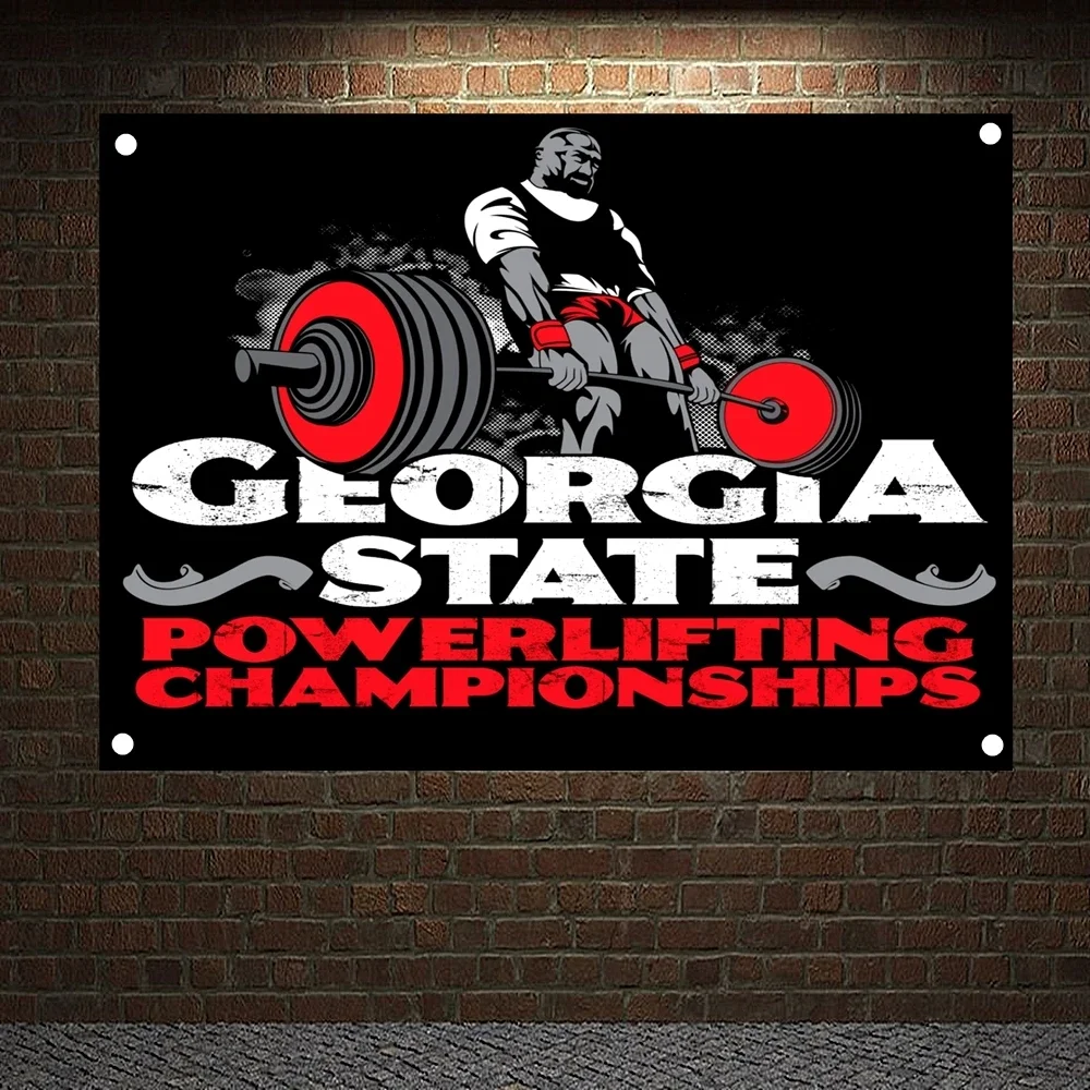 GEORGIA STATE POWERLIFTING CHAMPION SHIPS Motivational Workout Posters Wall Chart Exercise Bodybuilding Banners Flags Gym Decor