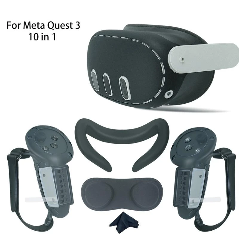 

B03C Complete Accessories Set for Quest3 VR Headset Cover, Strap, Lens Hood Face Cover Touch Controller Grip