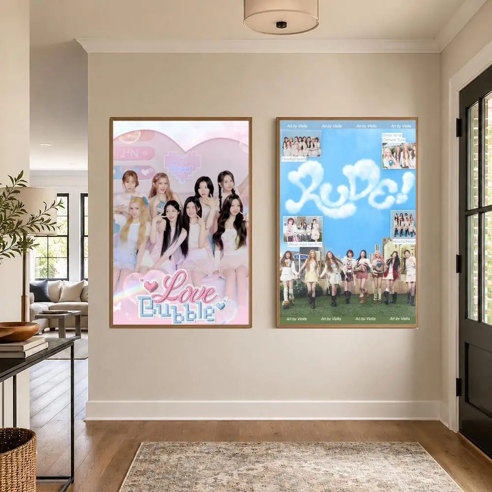 Kpop Group Hearts2Hearts Poster Graphic Wall Art Poster HD Waterproof PP Paper Print for Bedroom Living Room Office Decor Gift