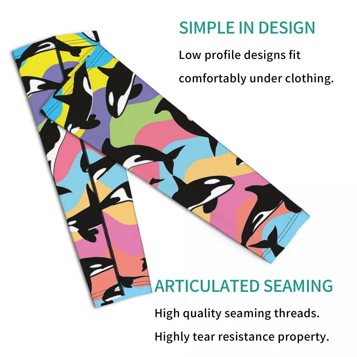 Orca Killer Whale أكمام أذرع تبريد خارجية من الشمس فوق البنفسجية غطاء حماية صيفي لركوب الدراجات وأكمام وشم