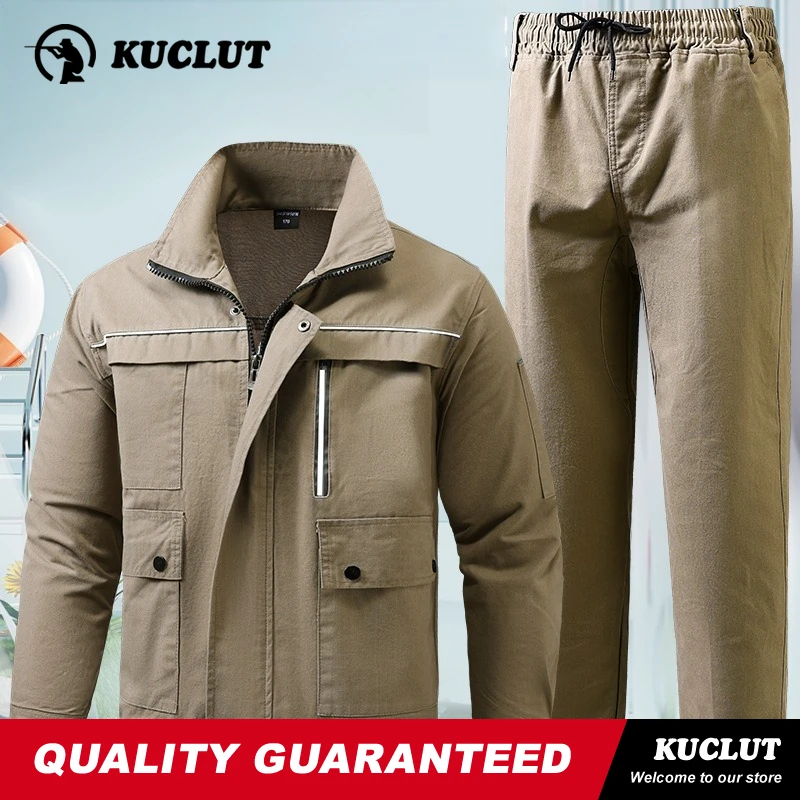 Picture 4: Cotton Workwear Man Spring Autumn Set Comfort Wear-resistant Breathable Elastic Multi Pocket 2-pcs Training Camping Hiking Suit