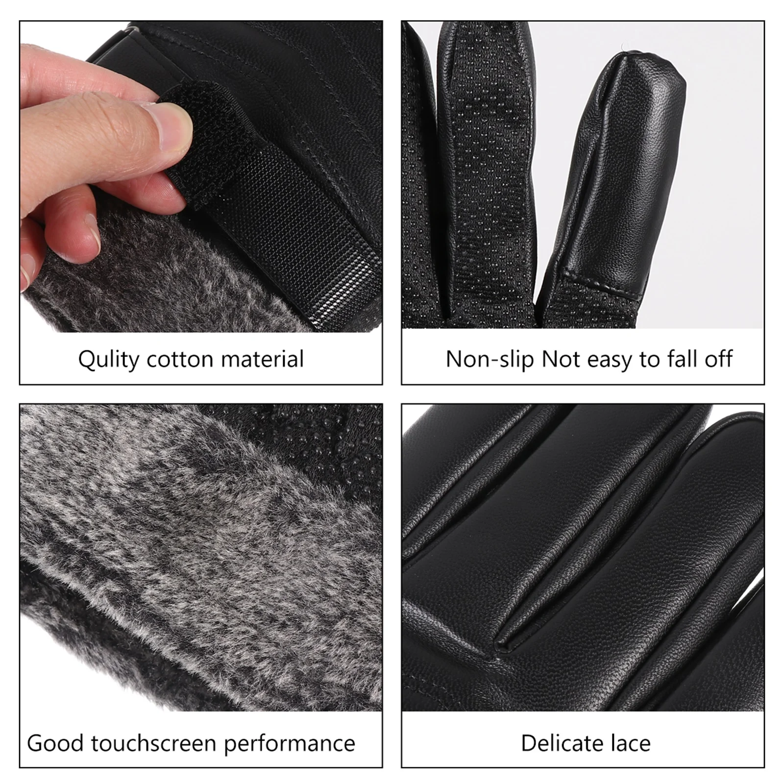 

1Pair Touch Screen Warm Gloves Winter Cycling Thickened Design for Men Women Outdoor Windproof Touchscreen Use Black