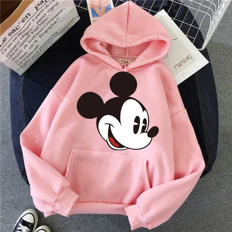 Hoodie HIP HOP 2024 untuk anak laki-laki perempuan, pakaian jalanan, Hoodie Minnie Disney, Sweatshirt wanita Mickey Mouse, pakaian jalanan