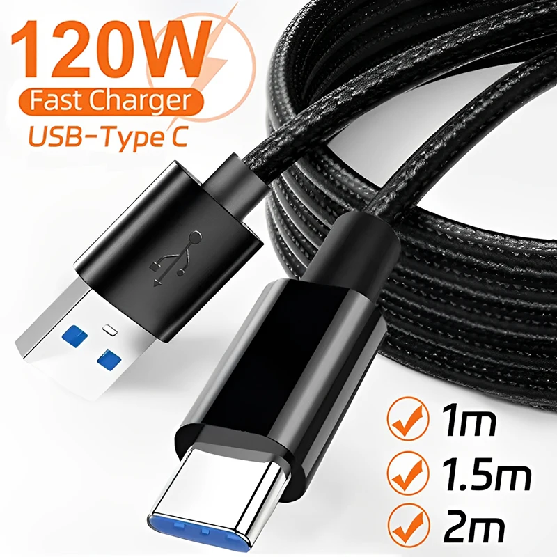 120 واط 10A شحن سريع للغاية USB TypeC كابل منسوج عالي السرعة نقل البيانات مضاد للكسر لشواحن سامسونج Xiaomi Oneplus ممن لهم