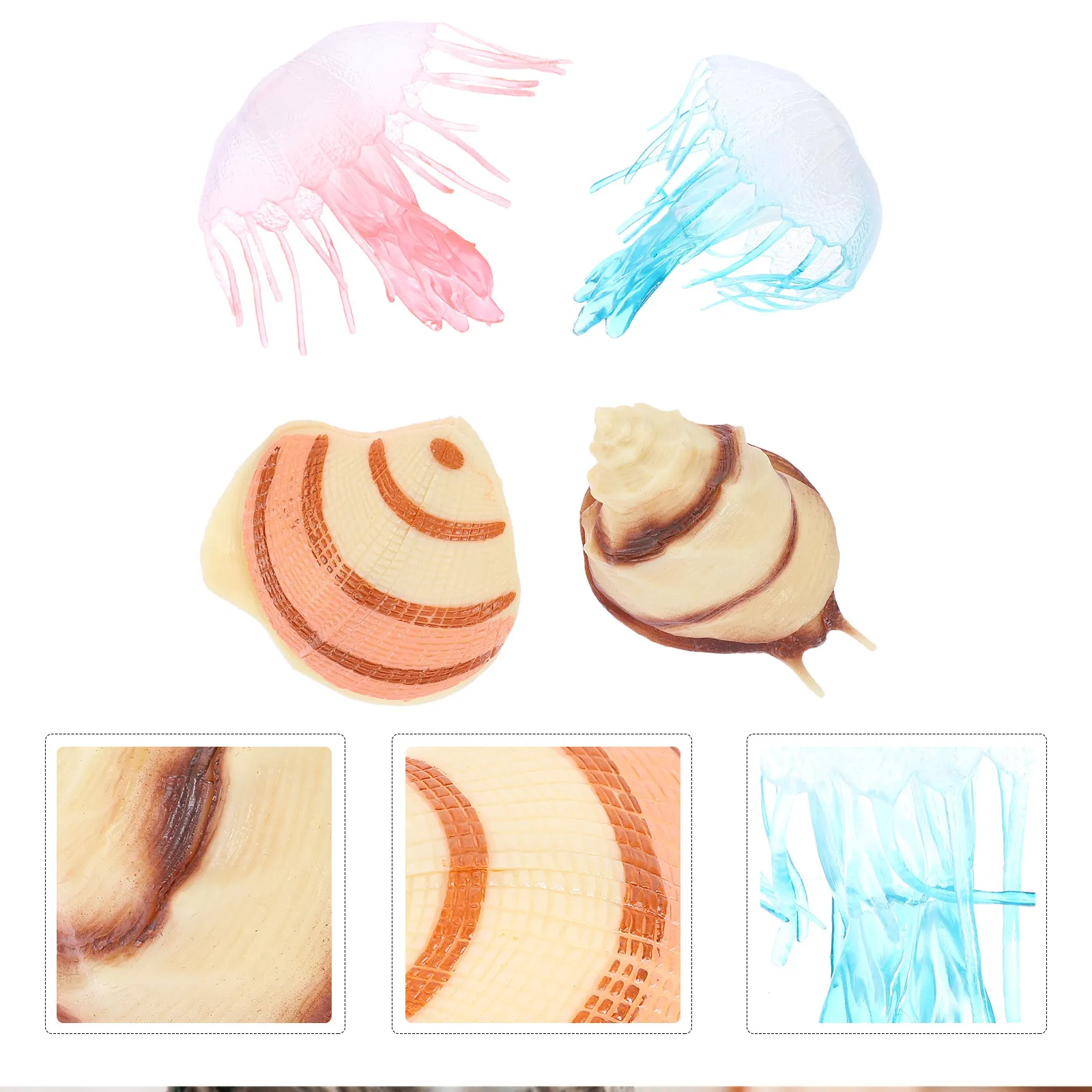 

Набор из 1 предмета: реалистичные пластиковые фигурки морских животных (медузы, моллюски) для обучения, декора и творческих игр