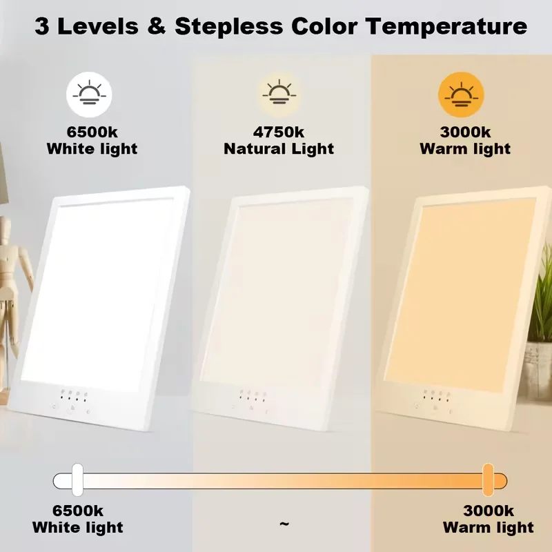 مصباح معالجة الحزن، 10000 لوكس LED ضوء النهار، 180 °   ذراع قابل للتعديل، وظيفة الذاكرة، مناسبة للاستخدام في المنزل والمكتب في الشتاء