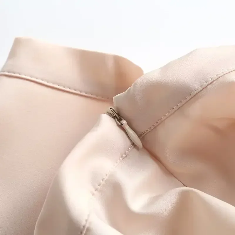 Dames 2023 Chique Mode Temperament Joker Slanke Versie Geplooid Ontwerp In De Lange Rok Retro Hoge Taille Rits Rok Mujer