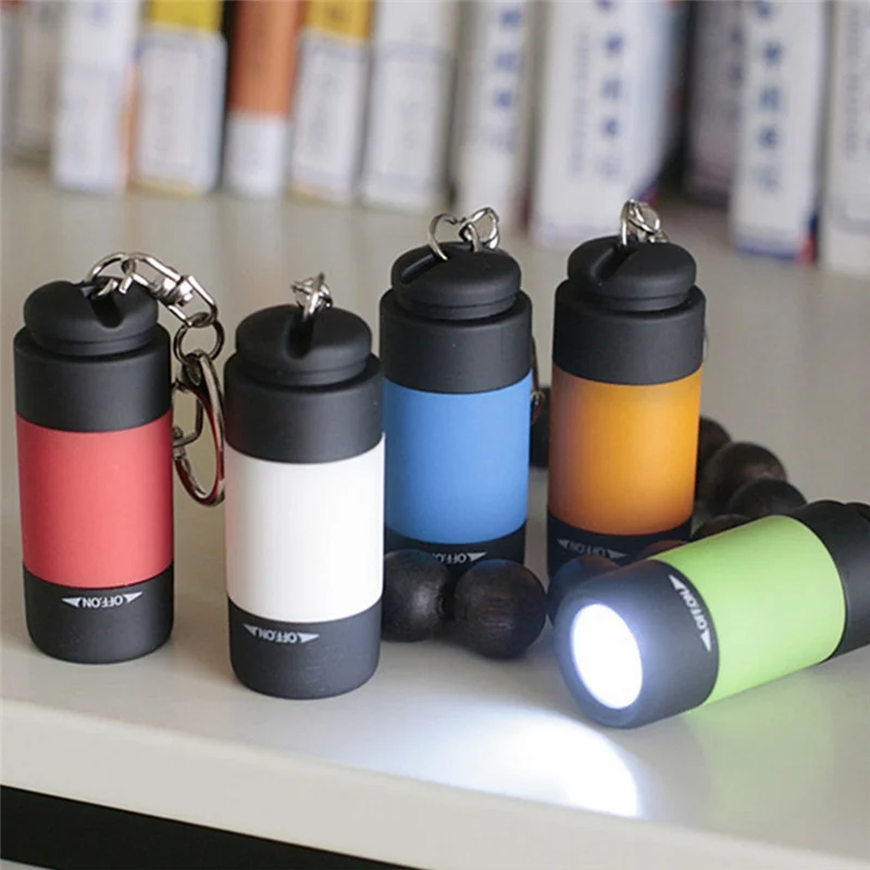 A44Z-Mini Keychain Flashlight, USB Torch Rechargeable Colorful Flashlight High-Powered Keychain Lamp, Multicolor