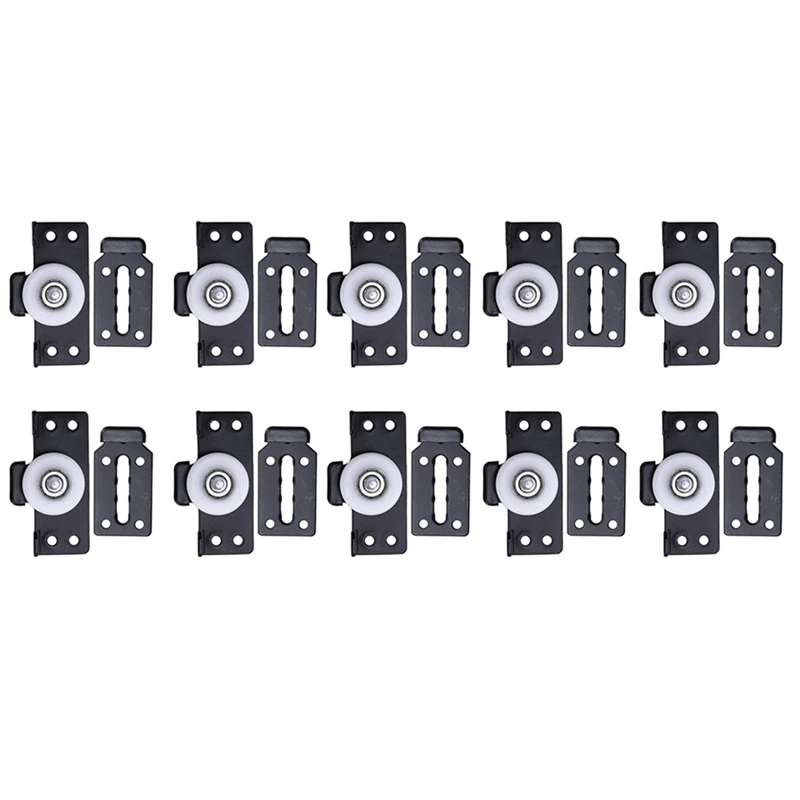 木製引き戸とワードローブプーリー、黒いハードウェアアクセサリー、10セット