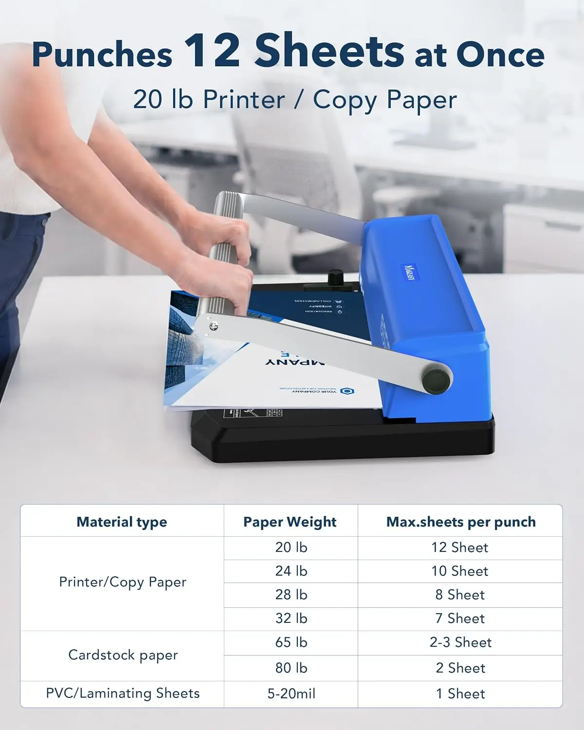 Spiral Coil Binding Machine, Manual Punch, Punches Up to 12 Sheets, 100 Coils Included